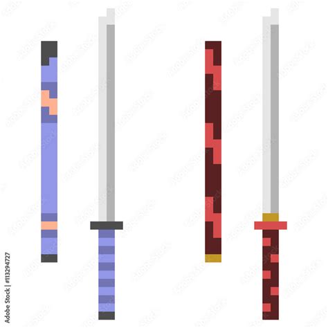 pixel art katana Stock Illustration | Adobe Stock