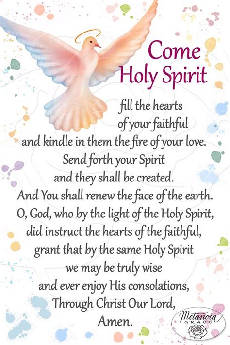 Come Holy Spirit fill the hearts of your faithful, Holy Spirit Prayer ...