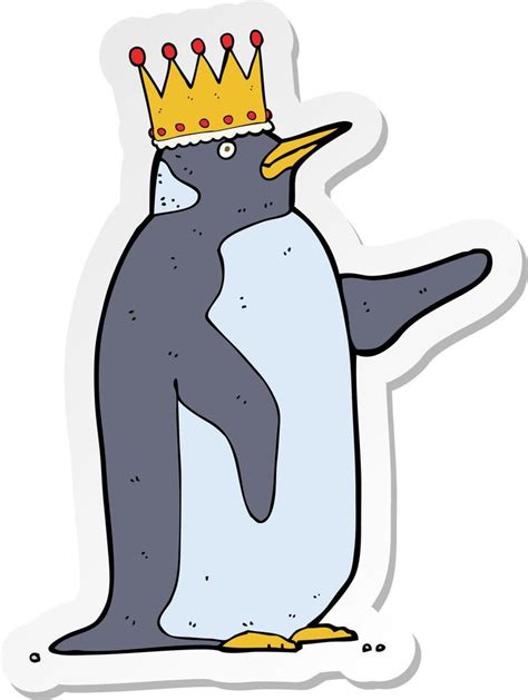 sticker of a cartoon penguin wearing crown 10542032 Vector Art at Vecteezy