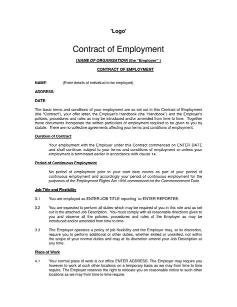 Employment Contract Example - Free Printable Documents