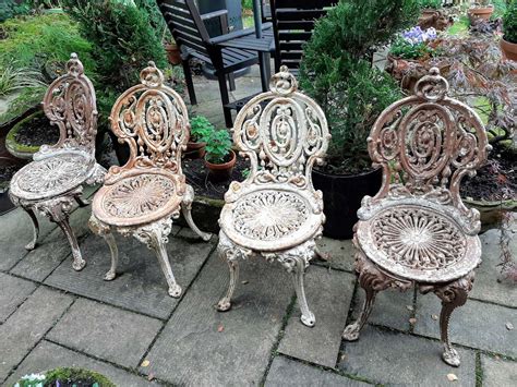 Set of Four 19th Century Cast-iron Garden Chairs