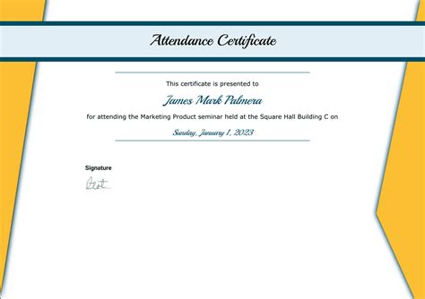 Attendance Certificate Template - PDF Templates | Jotform