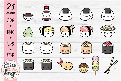 Sushi Clip Art Kawaii Clipart Cute Clipart Sushi Illustration Images ...