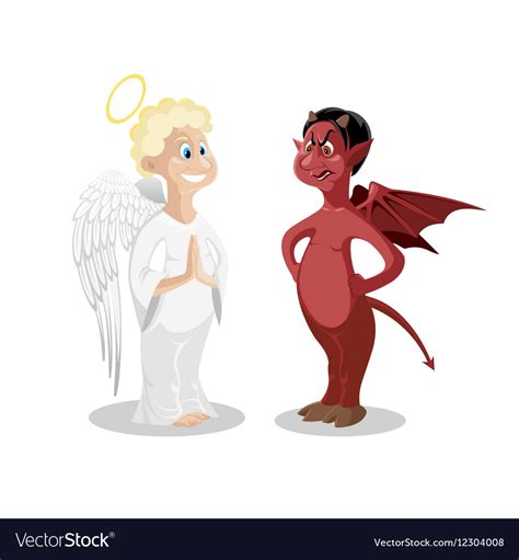 Angel and devil isolated cartoon symbolic good bad