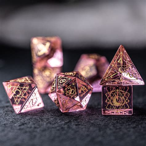 URWizards D&D Pink Glass Engraved Dice Set Astrology Style | Dnd, D&d ...