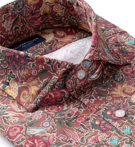 Albini Rose Large Floral Print Men's Dress Shirt by Proper Cloth