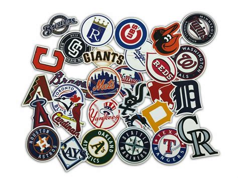 30 MLB Baseball Teams Logo Decals Vinyl Stickers for Skateboard/Luggage ...