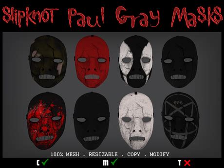 Second Life Marketplace - imMESHed - Slipknot Paul Gray Masks