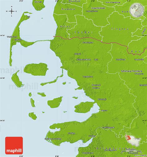 Physical Map of Nordfriesland