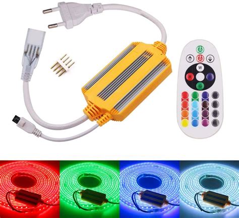 LED Strip Lights, Remote Control RGB AC 220V SMD 5050 60 LEDs/M ...