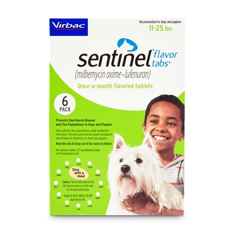 Sentinel Flavor Tablets for Dogs 11 to 25 lbs, 6 Month Supply, 6 CT ...