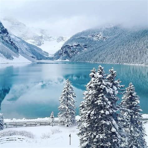 Serene Winter Scene at Lake Louise, Banff National Park, Canada