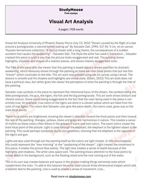 Art Analysis Example Essay at Virginia Dunbar blog