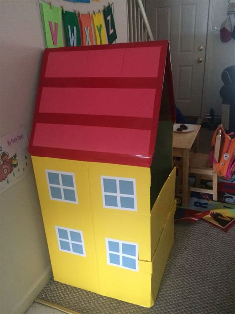 Peppa Pig Play house/ potty house. I made it from a cardboard box. It ...