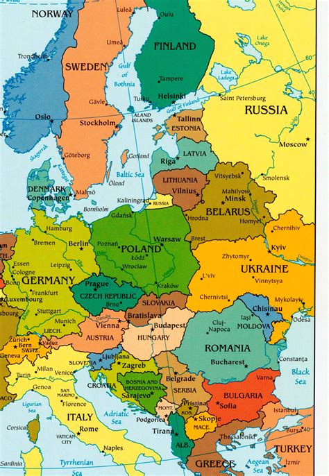 Digital Political Colorful Map of Europe Printable Download | Etsy