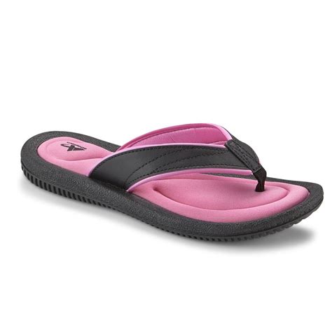 Athletech Women's Pink/Black Memory Foam Flip-Flop Sandal