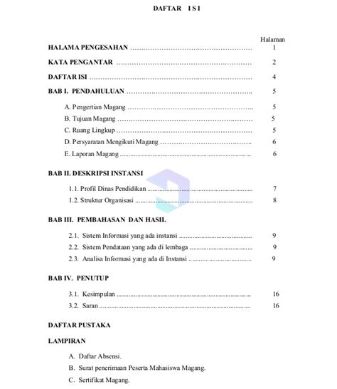 Contoh Daftar Isi Laporan Pkl : Contoh Daftar Isi Laporan Pkl Yang Baik ...