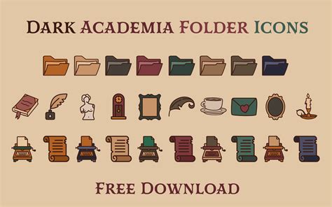 Dark Academia Desktop Folder Icons Aesthetic Organizing Folder Icon ...