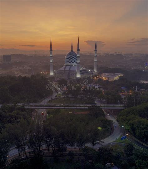 A Night View at Blue Mosque, Shah Alam, Malaysia. Stock Image - Image ...