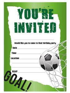 FOOTBALL BOYS BIRTHDAY PARTY INVITATIONS INVITES CHILDREN KIDS UNISEX ...