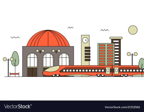 Suburban train station Royalty Free Vector Image