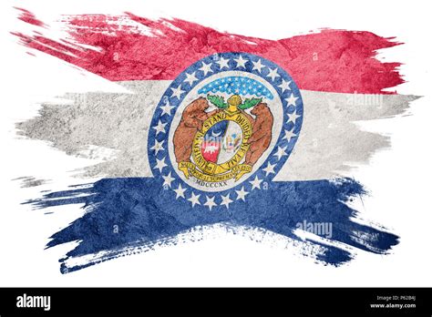 Grunge Missouri state flag. Missouri flag brush stroke Stock Photo - Alamy