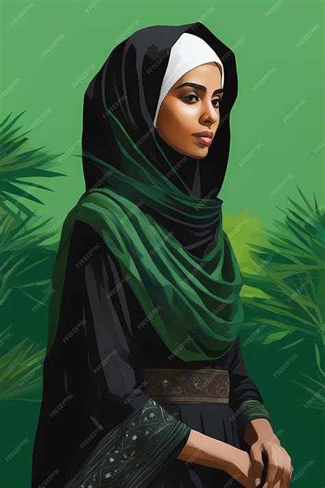 Premium AI Image | Woman Wearing Hijab Digital Painting Sample