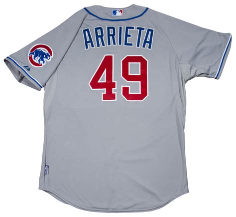 Lot Detail - 2015 Jake Arrieta Game Issued Chicago Cubs Road Jersey ...