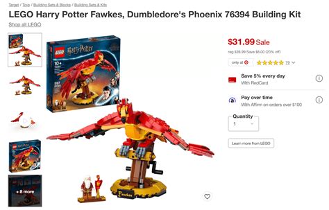 [Target US] LEGO Harry Potter Fawkes, Dumbledore's Phoenix (Set 76394 ...