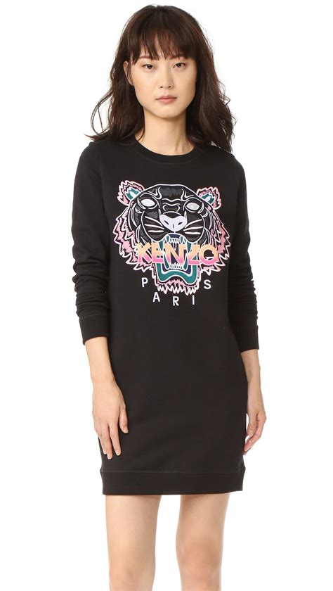 Lyst - Kenzo Embroidered Tiger Sweatshirt Dress in Black