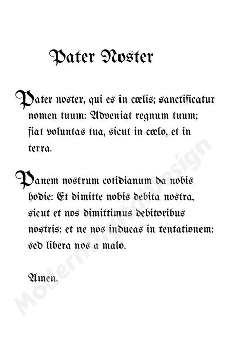 Printable Pater Noster Lord's Prayer Latin Print | Etsy