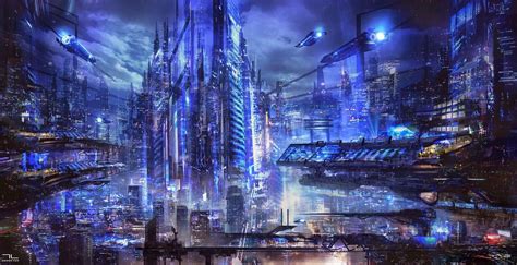 digital art science fiction futuristic city #1080P #wallpaper # ...