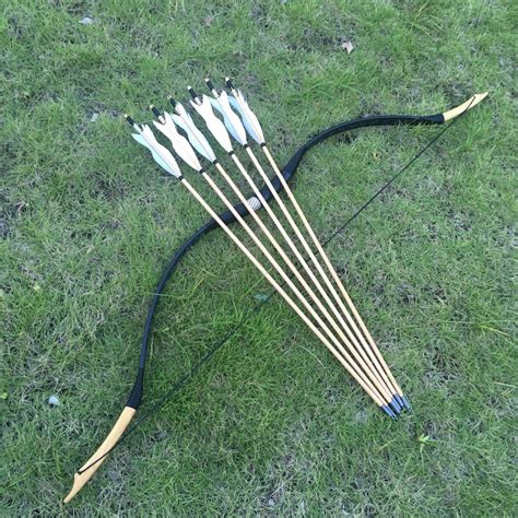 With 6 wooden arrows20 60lbs Traditional Archery Hunting Handmade ...