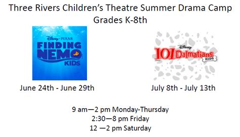 Three Rivers Children’s Theatre Summer Drama Camp Grades K-8th