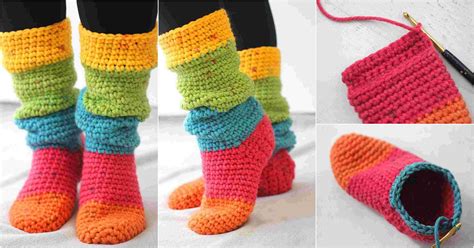 Crochet Slouchy Slipper Socks