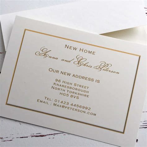 Change of address cards in a gold effect-Wagtail-Designs.co.uk