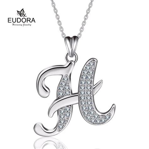 Valentine Necklace 925 Sterling Silver Letter H Alphabet Pendant ...