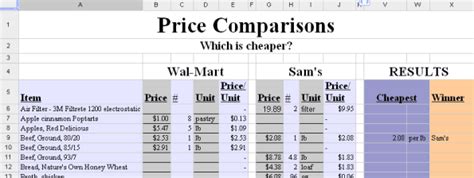 2 Excel Price Comparison Templates - Word Excel Formats