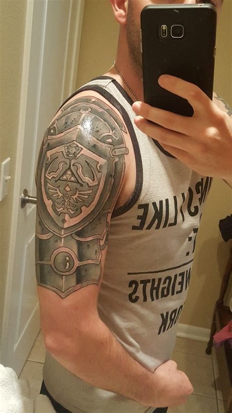 Zelda Hylian Shield Pauldron Armor Tattoo | Armor tattoo, Shoulder ...