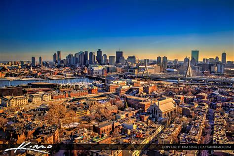 Boston Aerial Skyline Charlestown Monument