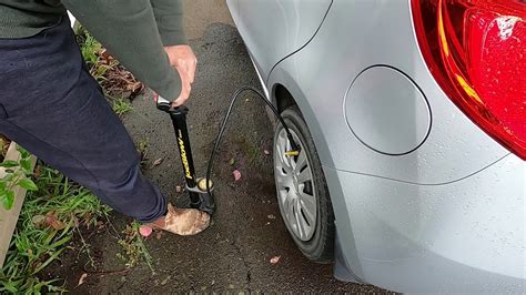 How to pump up a car tyre with a bike pump - YouTube