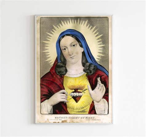 Sacred Heart of Mary Poster Printable Art Instant Download - Etsy