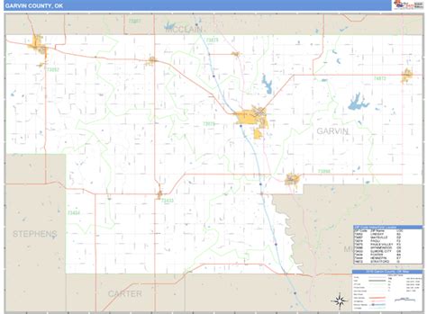 Garvin County, Oklahoma Zip Code Wall Map | Maps.com.com