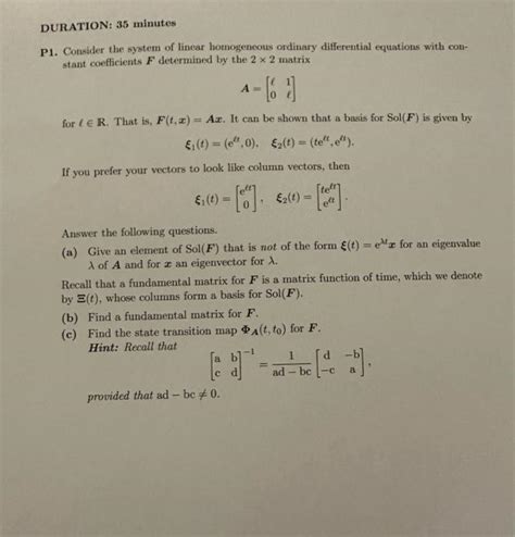 Solved P1. Consider the system of linear homogeneous | Chegg.com