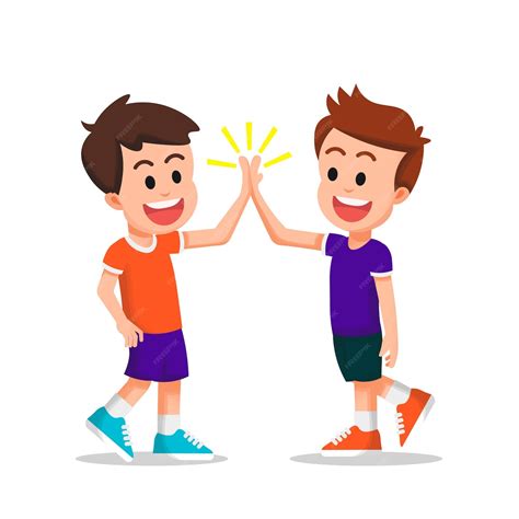 Premium Vector | Two happy kids do a high five together