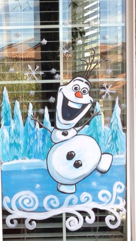 Holiday window painting, Olaf | Рождественские дверные украшения ...