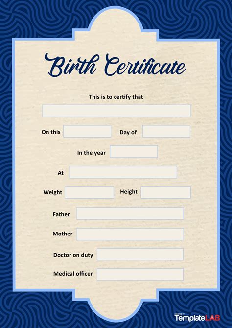 Sample Blank Birth Certificate