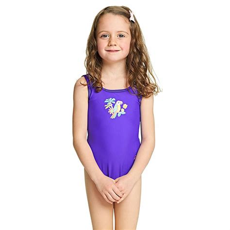 Zoggs Girls Jungle Fun Scoopback Swimming Costume / Swim Suit, Purple 6 ...