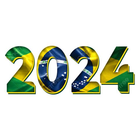 Happy New Year 2024 Brazil Waving Flag Text Design, Happy New Year 2024 ...