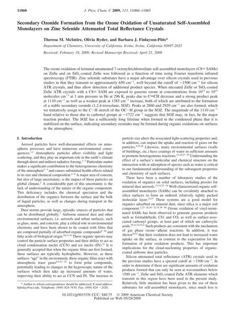 (PDF) Secondary Ozonide Formation from the Ozone Oxidation of ...